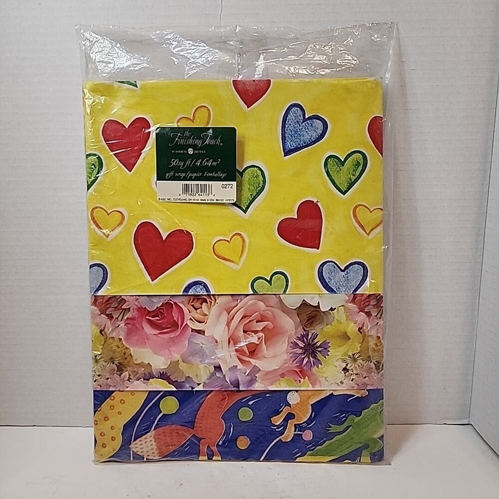 Vtg Finishing Touch AGC All Occasion 8 Full Sheets 50 sq.ft Wrapping Paper 0272